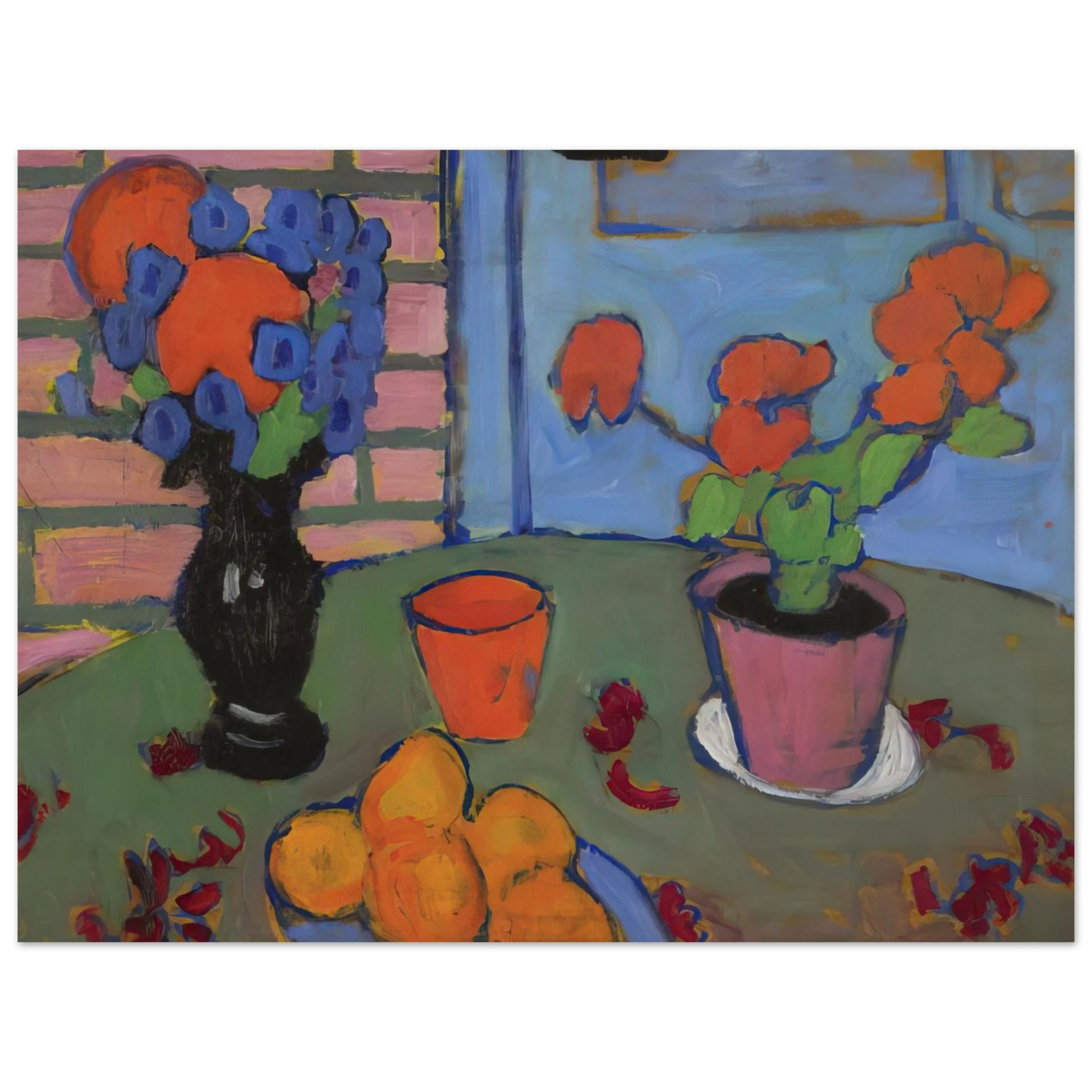 Alexej von Jawlensky - STILL LIFE WITH FLOWERS AND ORANGES 1909 Fine Art Poster - Default Title