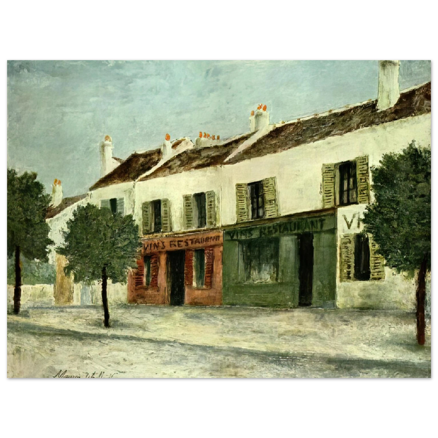Maurice Utrillo - BISTROS IN A SUBURB Fine Art Poster - Default Title