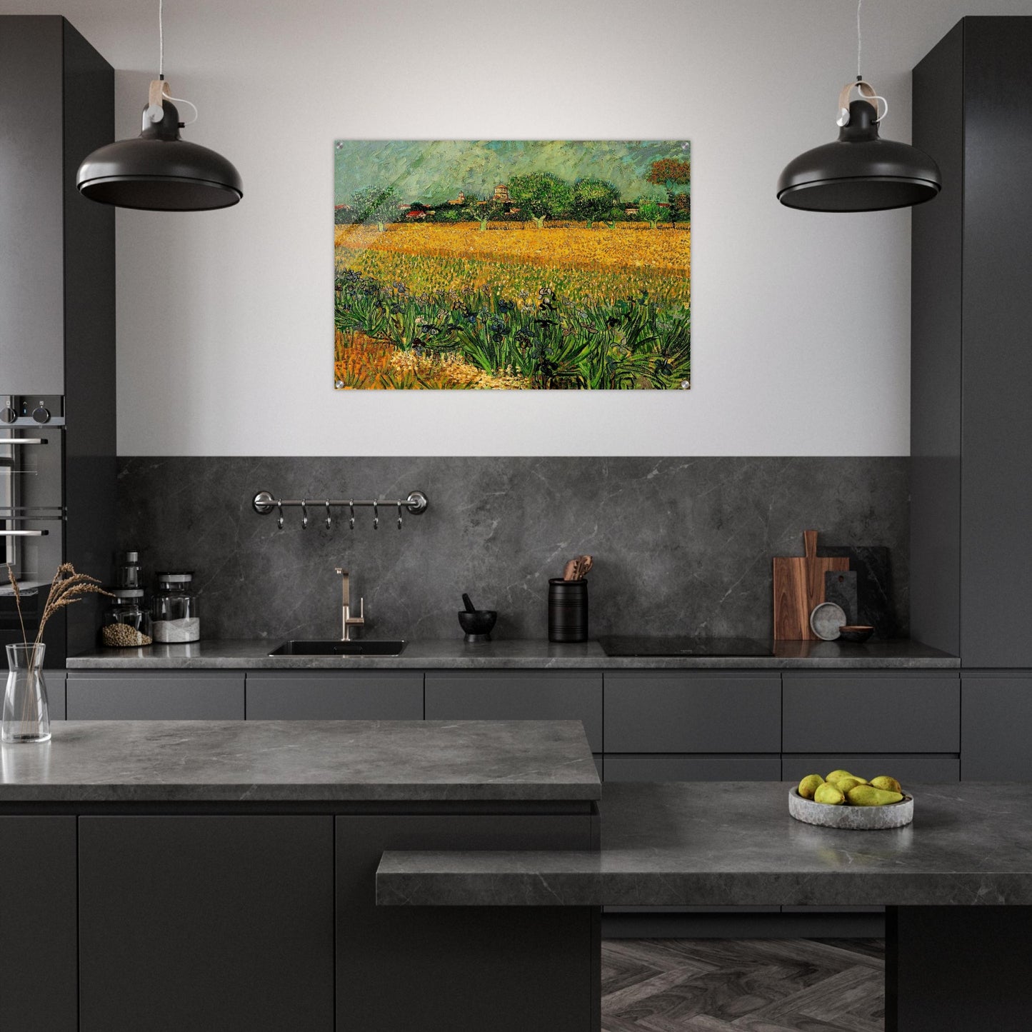 View of Arles with Irises in the Foreground - Vincent van Gogh Acrylic Print - 70x100 cm / 28x40″ inches