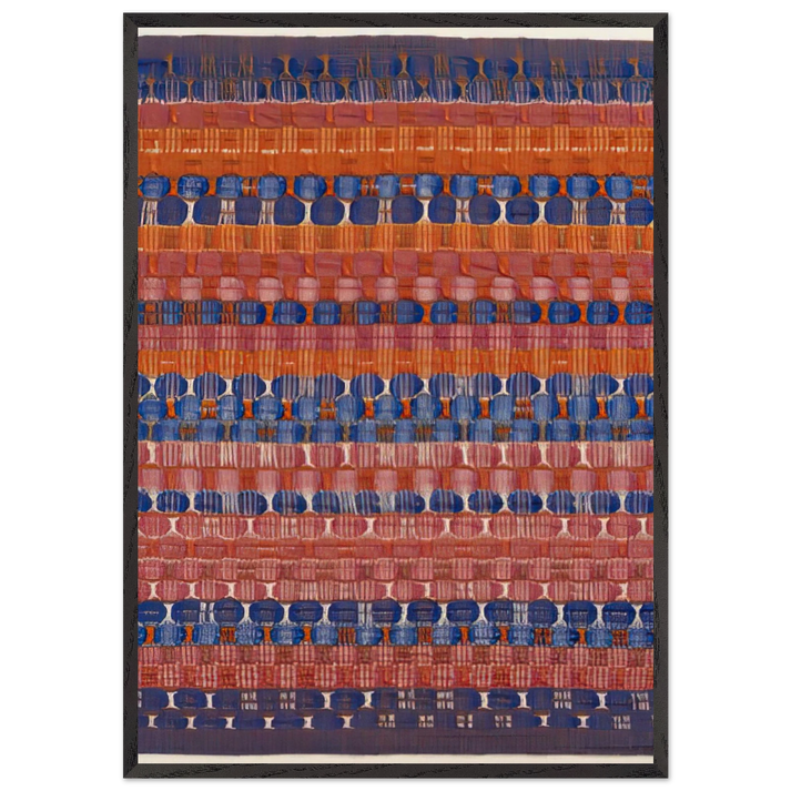 RED AND BLUE LAYERS 1954 - Anni Albers 70x100 cm / 28x40 inches Framed Art Print – Black Wooden Frame