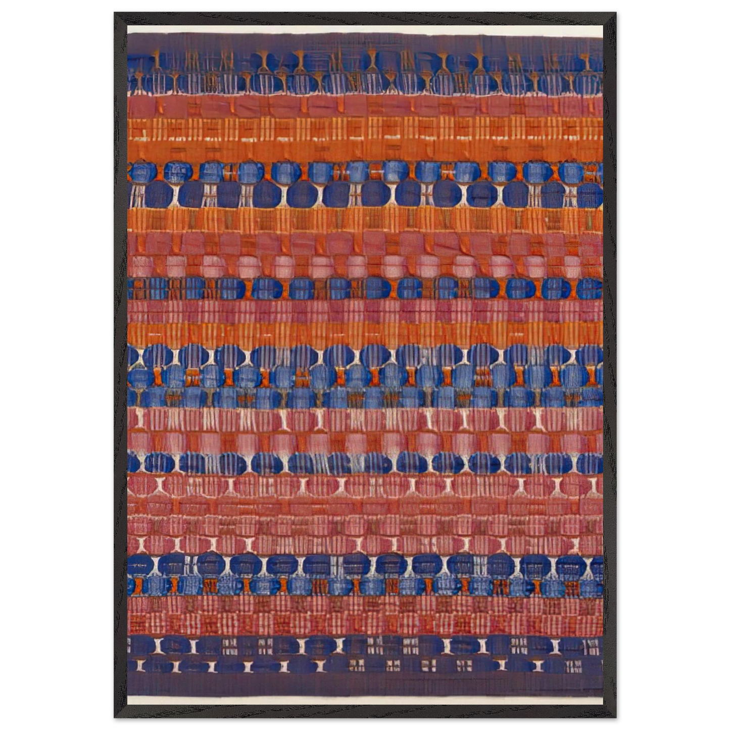RED AND BLUE LAYERS 1954 - Anni Albers Framed Art Print – Black Wooden Frame - Default Title - -Framed Art Print