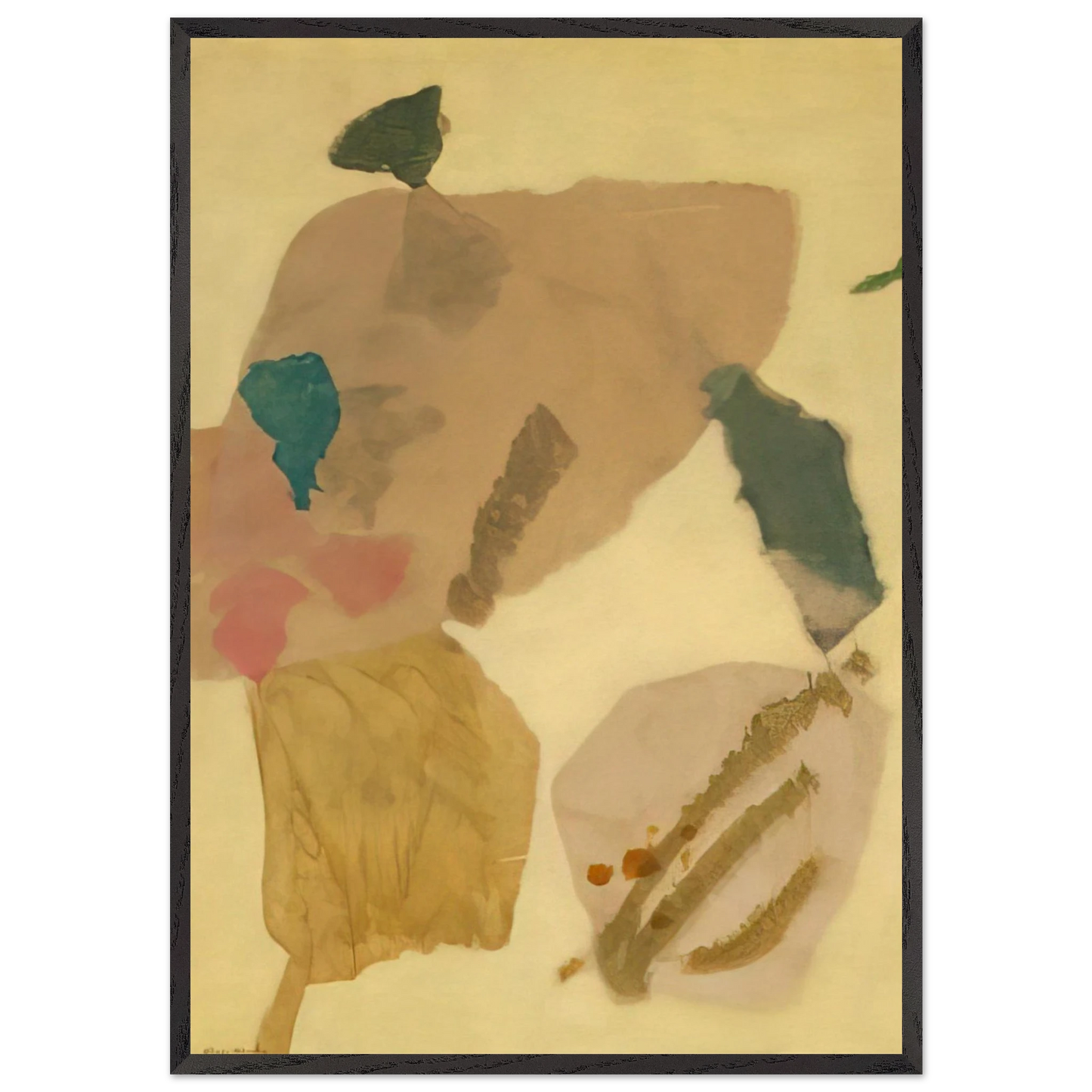 Lemon Yellow - 1950 - Kenzo Okada 70x100 cm / 28x40 inches Framed Art Print – Black Wooden Frame