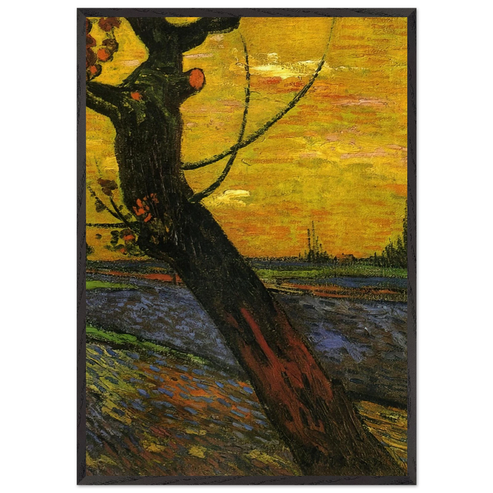 Sower with Setting Sun - Vincent van Gogh 70x100 cm / 28x40 inches Framed Art Print – Black Wooden Frame