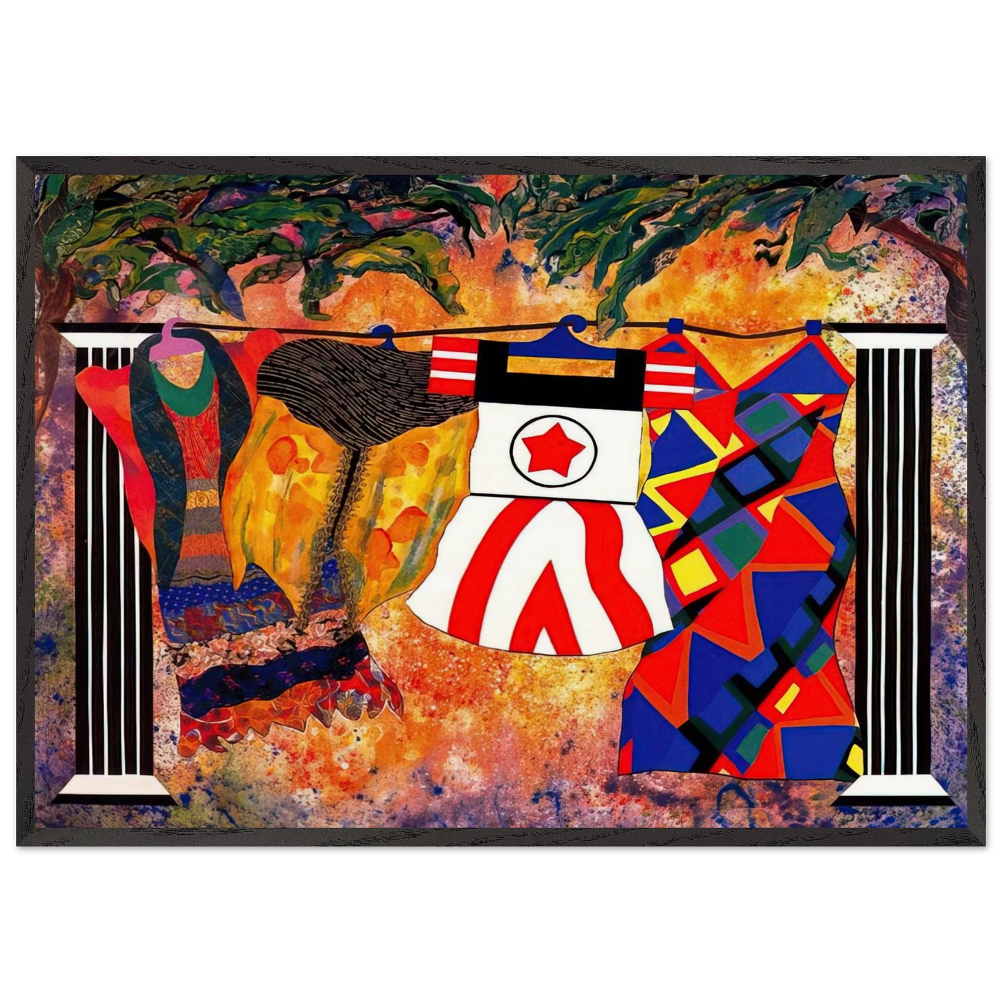 Yard Sale - 1993 - Miriam Schapiro 70x100 cm / 28x40 inches Framed Art Print – Black Wooden Frame