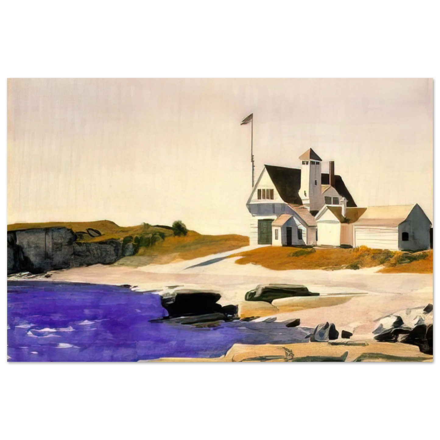 Edward Hopper - Coast Guard Station, Two Lights, Maine Fine Art Poster - 75x100 cm / 30x40 inches