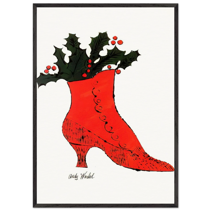 Untitled red Boot Wit Holly - Andy Warhol 70x100 cm / 28x40 inches Framed Art Print – Black Wooden Frame