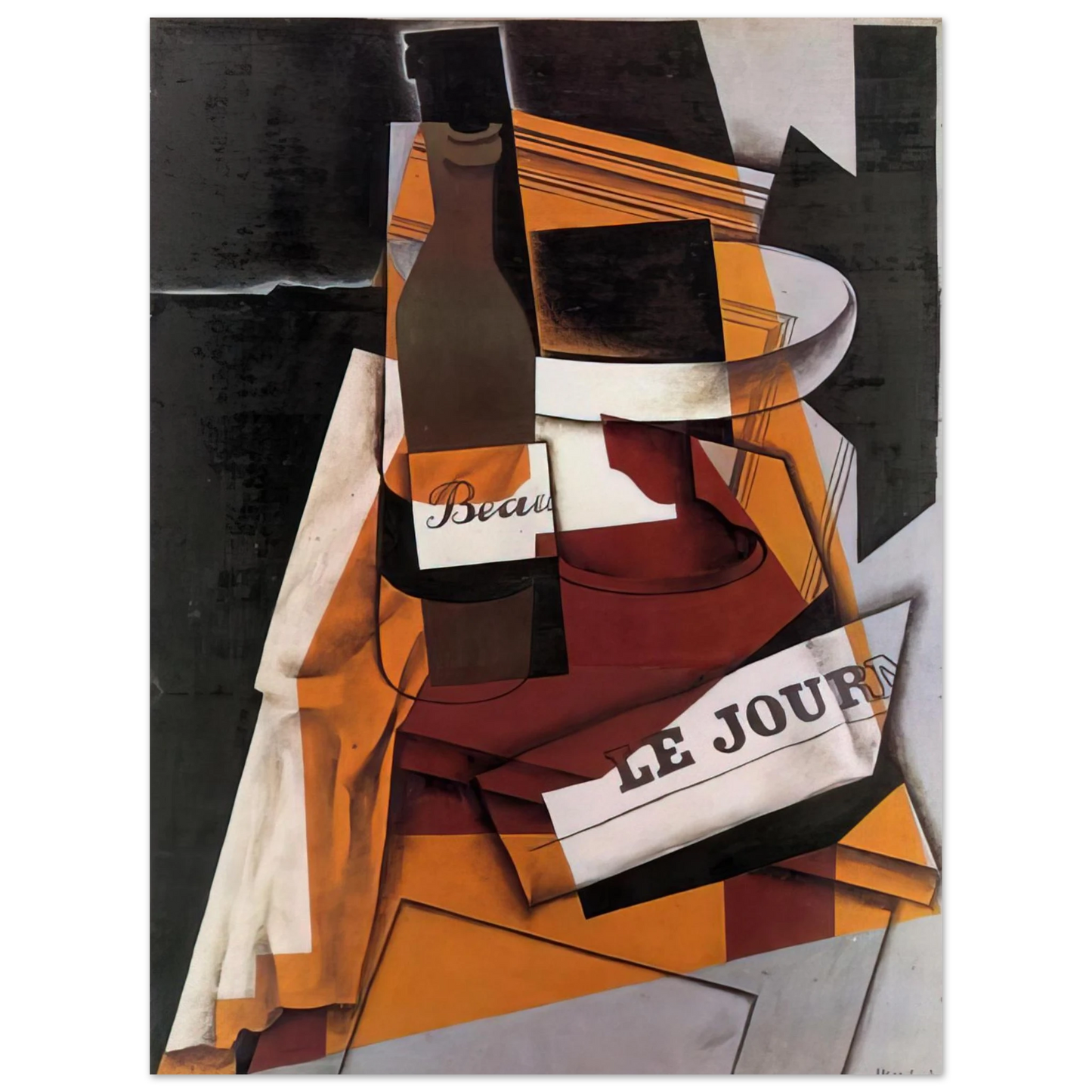 Juan Gris - BOTTLE NEWSPAPER AND FRUIT BOWL 1915 Fine Art Poster - Default Title