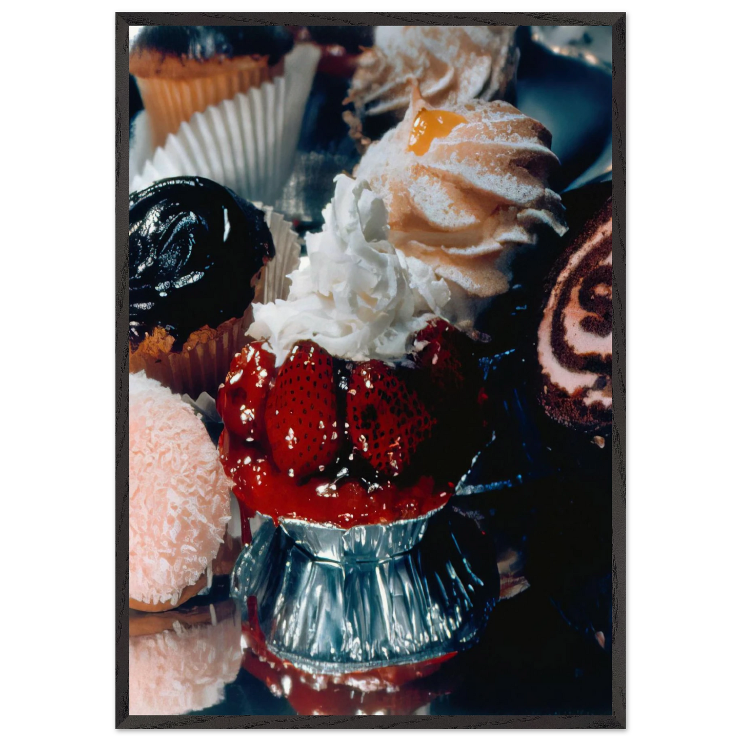 STRAWBERRY TART SUPREME 1974 - Audrey Flack Framed Art Print – Black Wooden Frame - Default Title - -Framed Art Print