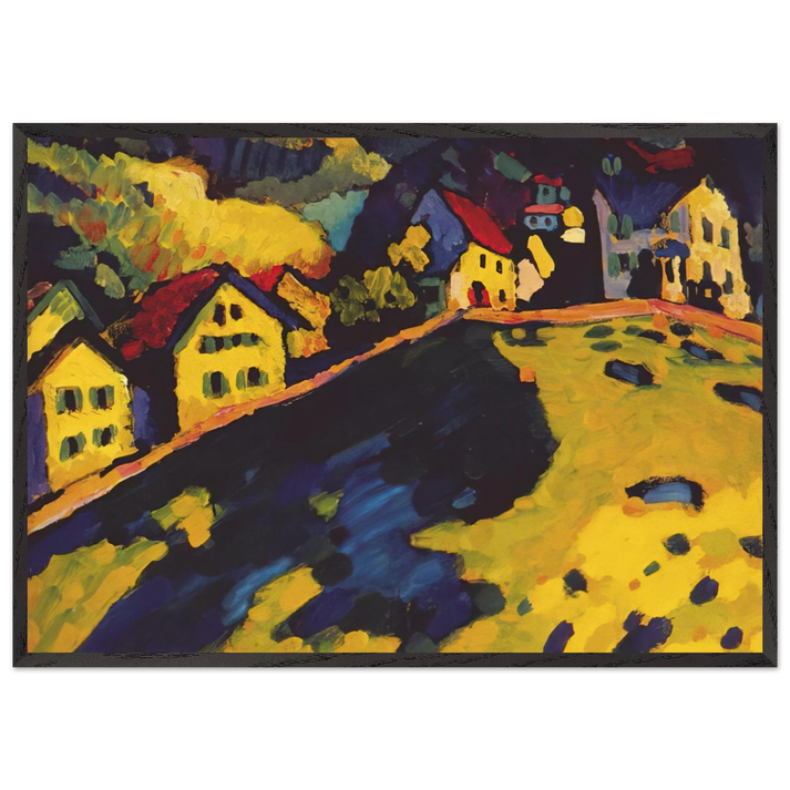 HOUSES AT MURNAU 1909 - Wassily Kandinsky 70x100 cm / 28x40 inches Framed Art Print – Black Wooden Frame