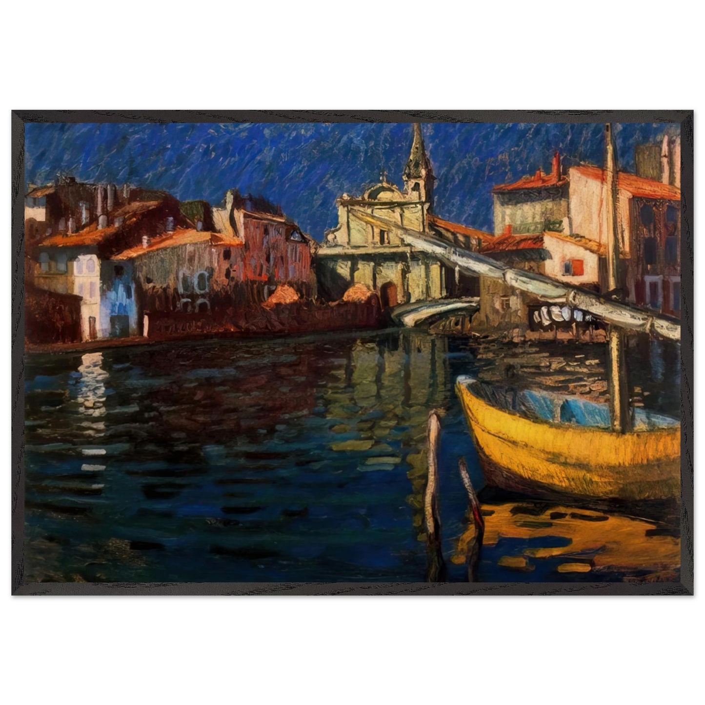 MARTIGUES - Raoul Dufy 70x100 cm / 28x40 inches Framed Art Print – Black Wooden Frame