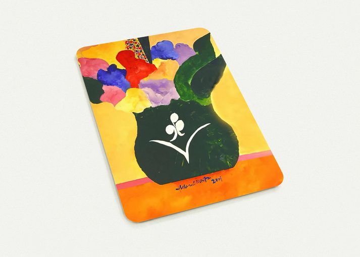 Green Vase With Flowers and Fruit - 2001 By Aldemir Martins Pack of 10 Post Cards | Aldemir Martins Post Cards | A6 (10.5 x 14.8 cm) - 4.1 x 5.8 inches