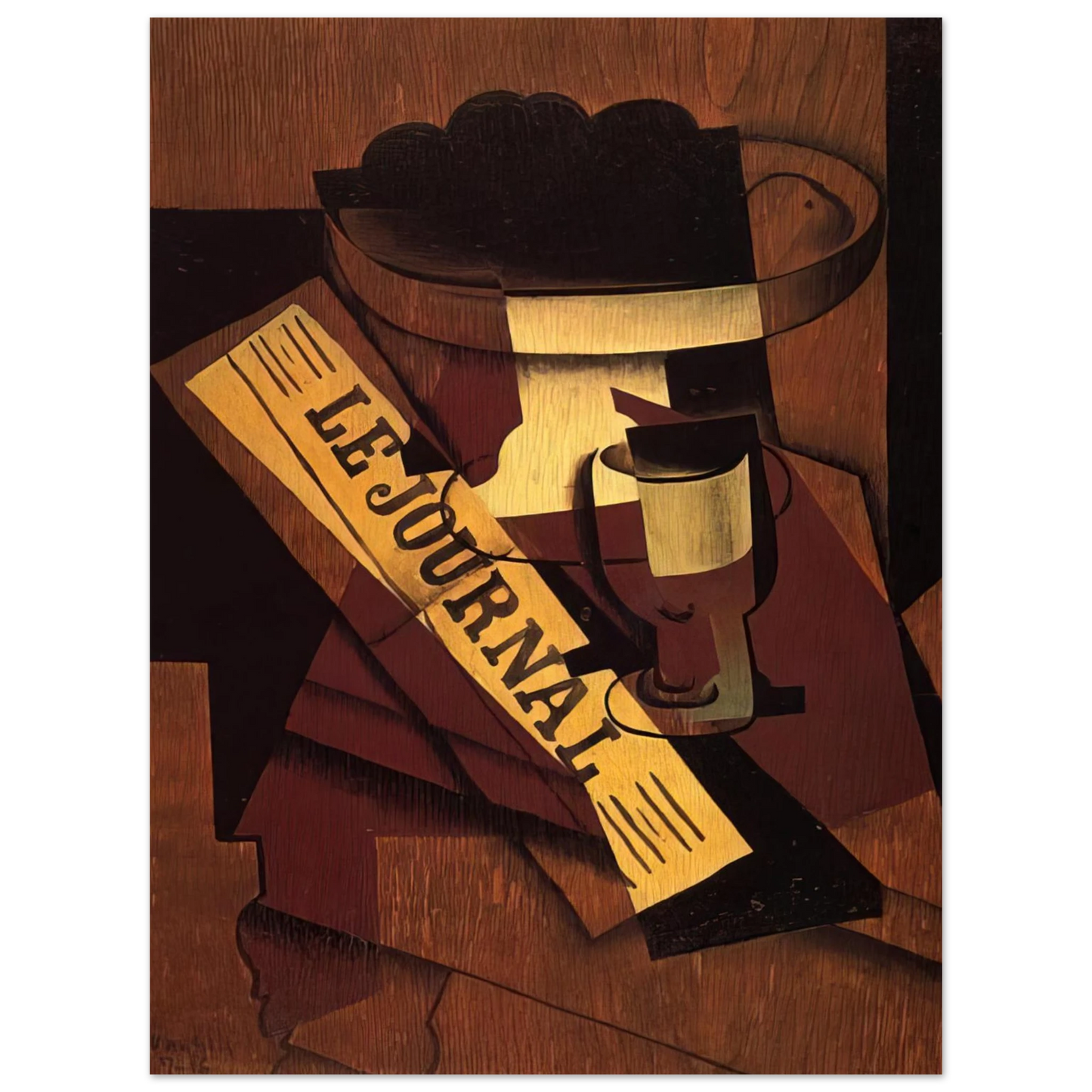 Juan Gris - FRUIT DISH GLASS AND NEWSPAPER 1916 Fine Art Poster - Default Title