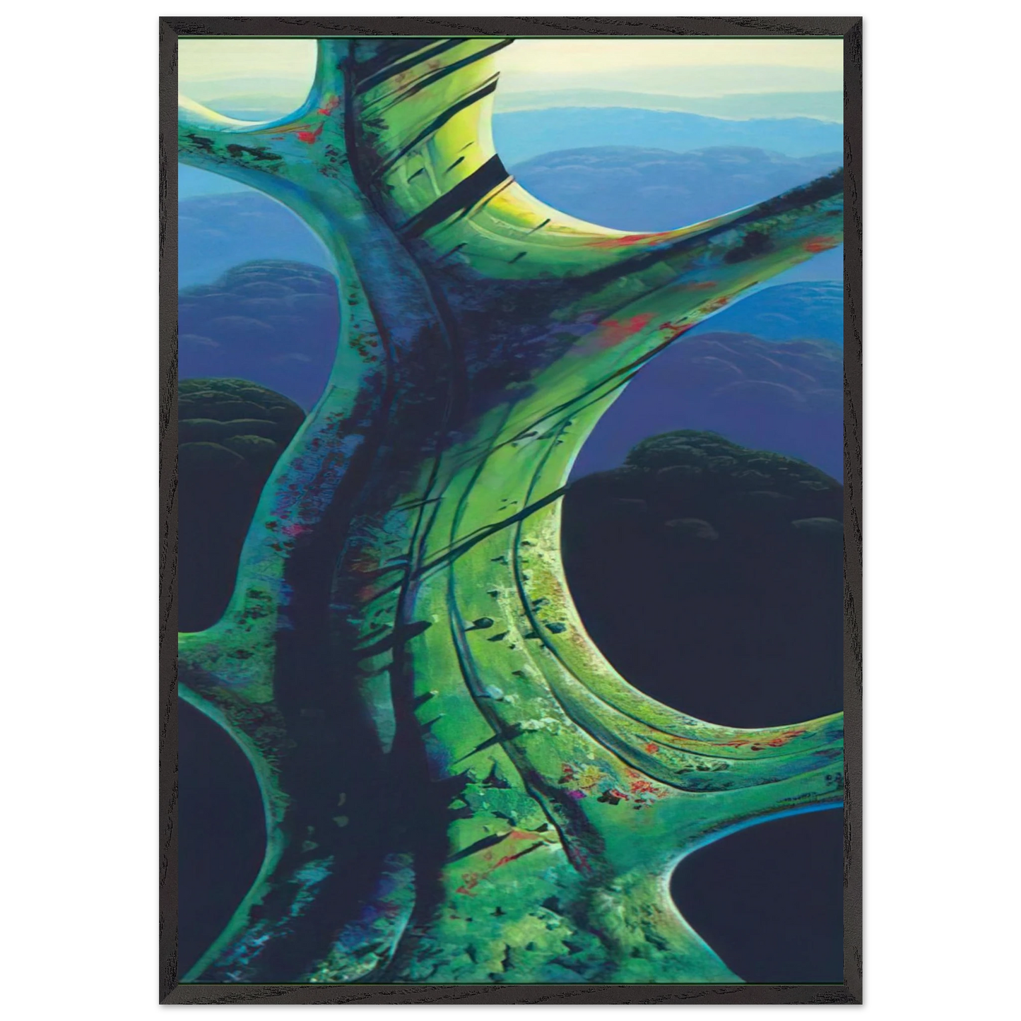 Sky Reach - Eyvind Earle 70x100 cm / 28x40 inches Framed Art Print – Black Wooden Frame