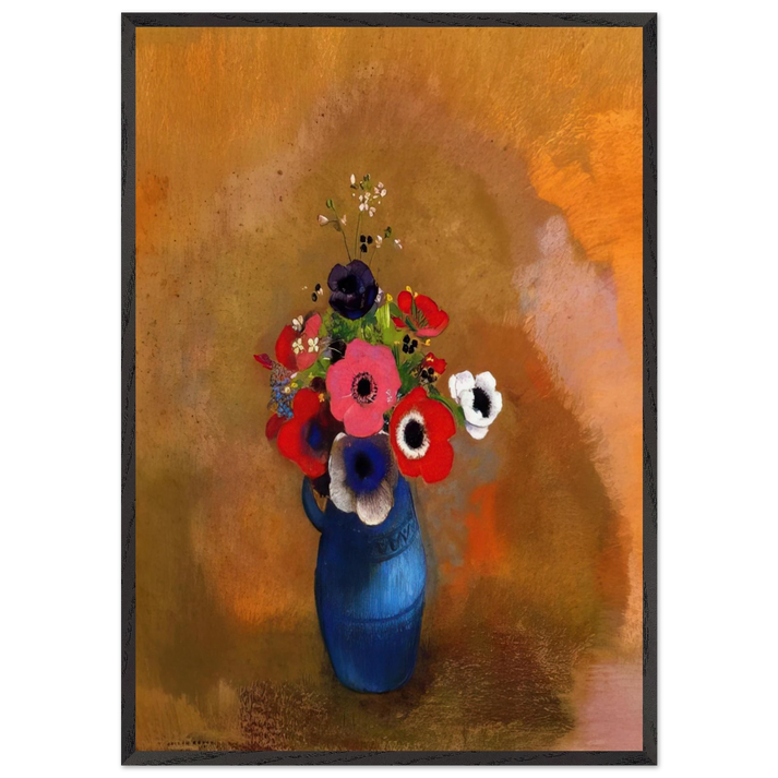 BOUQUET OF ANEMONES - Odilon Redon 70x100 cm / 28x40 inches Framed Art Print – Black Wooden Frame