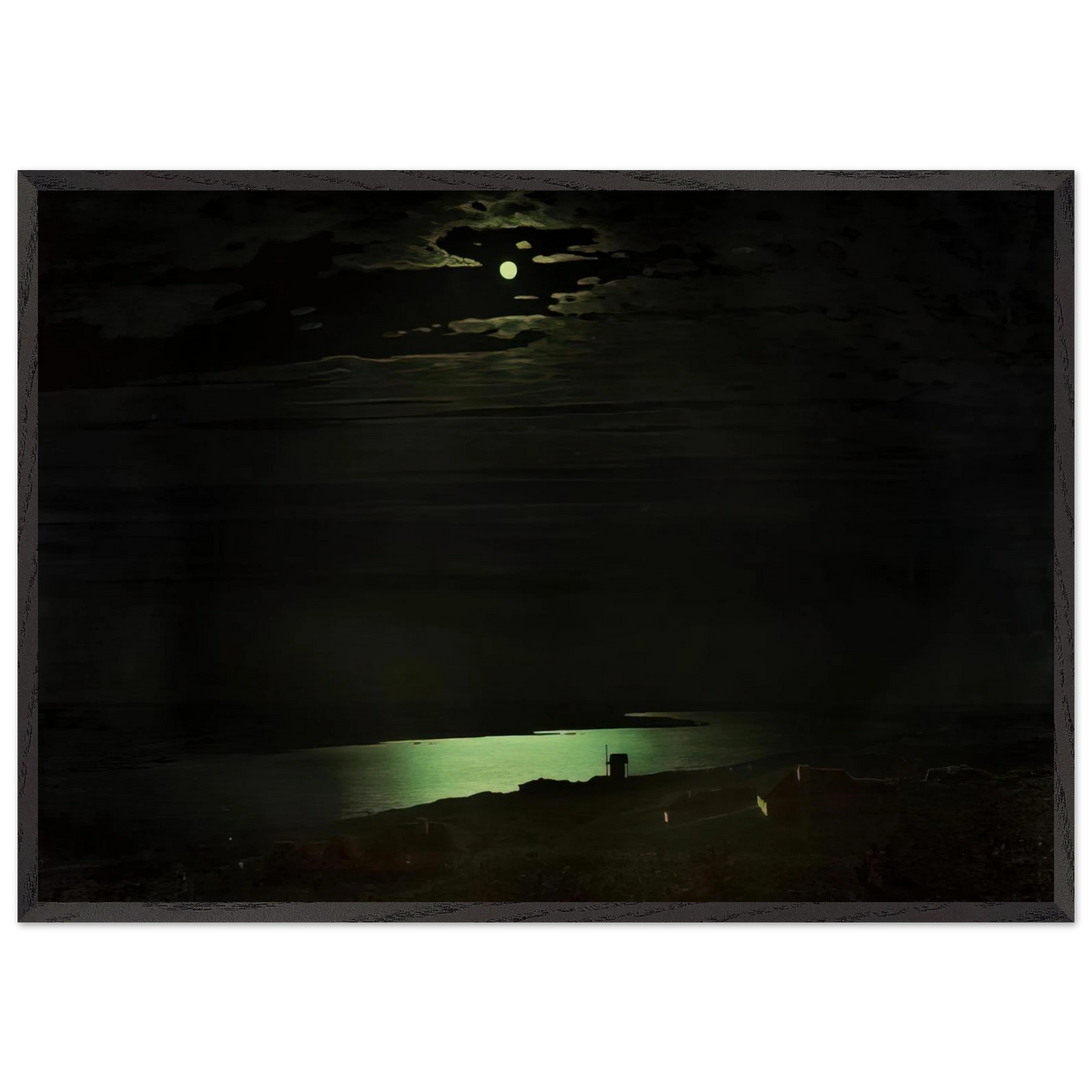 Moonlight Night on the Dnieper - Arkhyp Kuindzhi 70x100 cm / 28x40 inches Framed Art Print – Black Wooden Frame