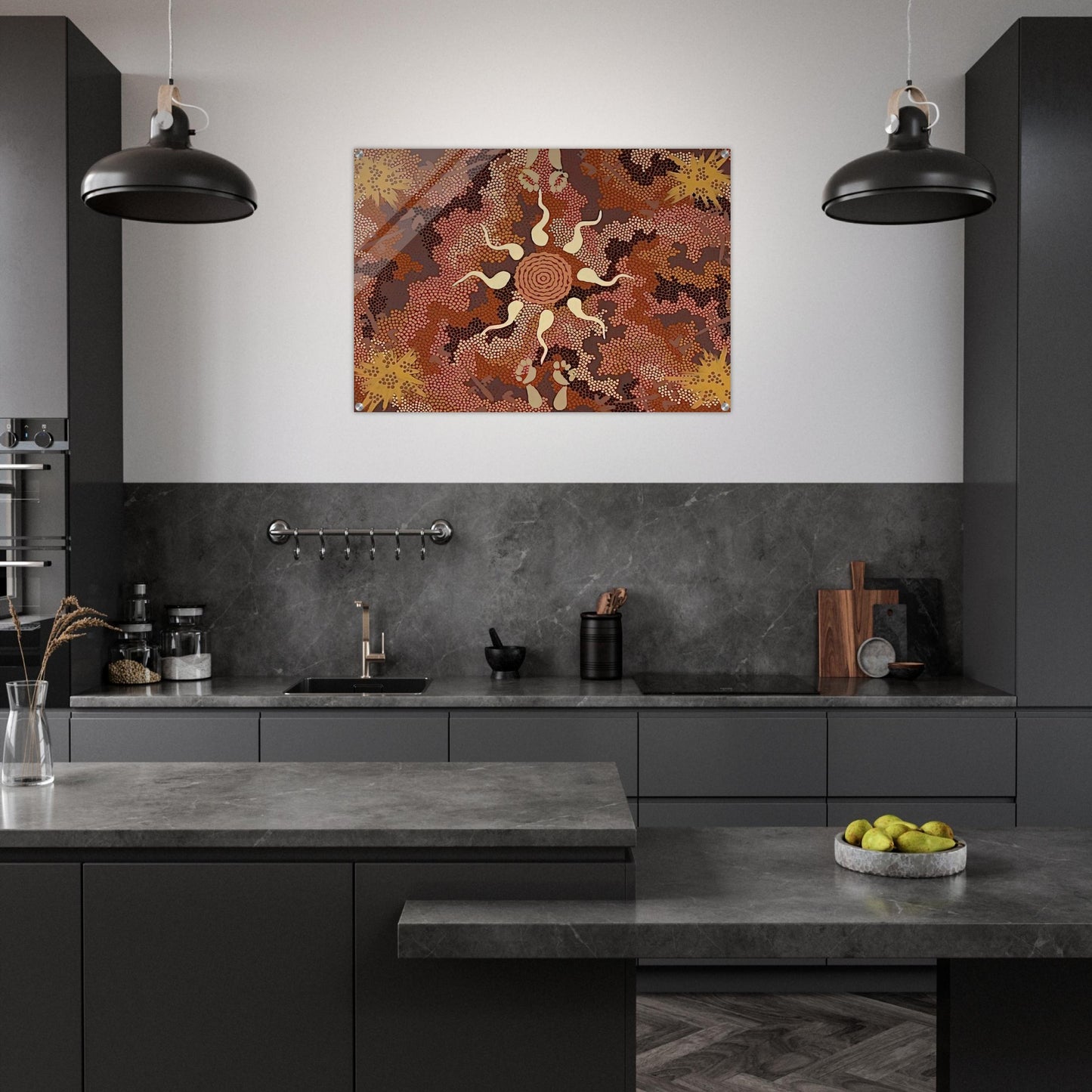 Bush Tucker and Kangaroo Dreaming at Mount Denison - 1993 - Clifford Possum Tjapaltjarri Acrylic Print - 70x100 cm / 28x40″ inches