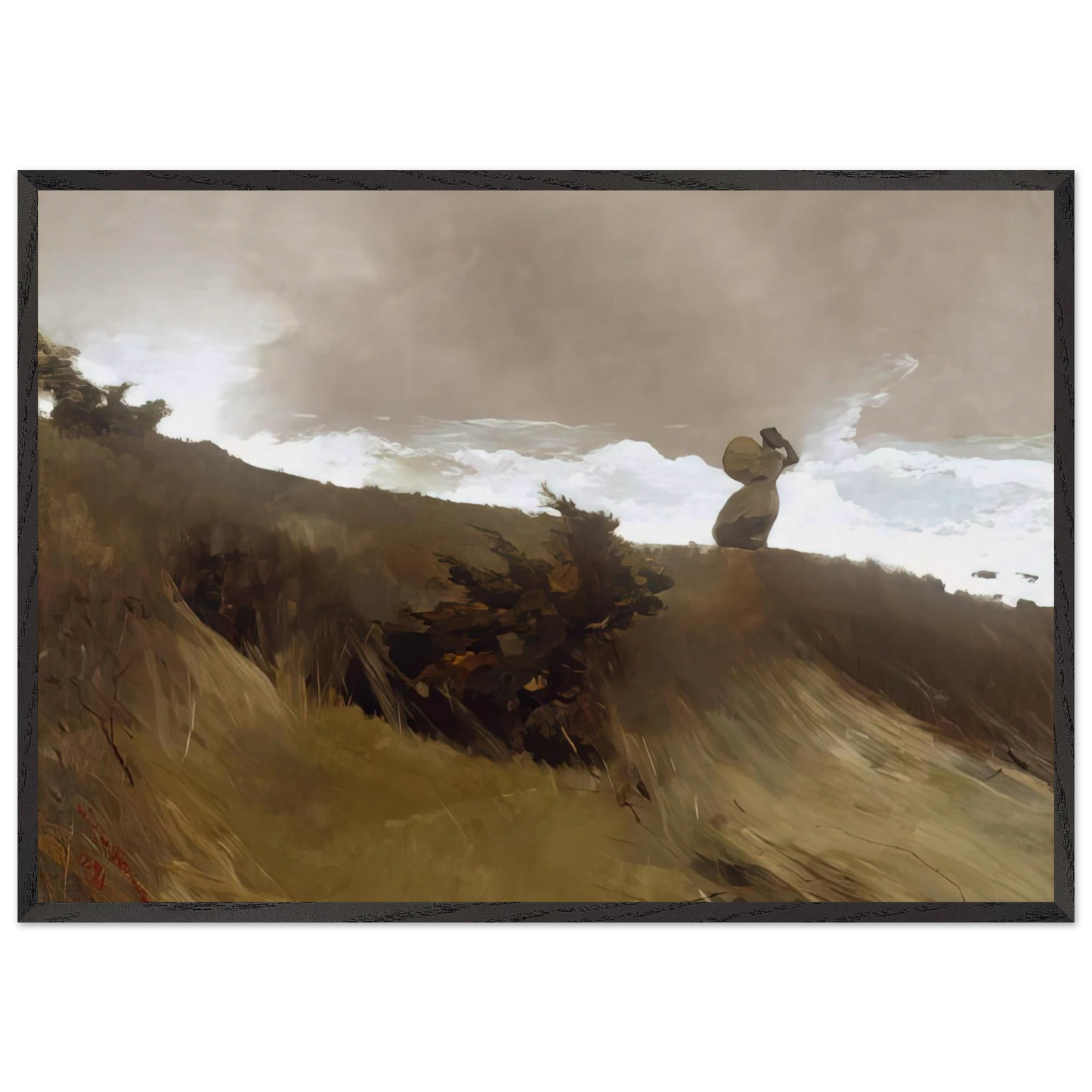 THE WEST WIND - Winslow Homer Framed Art Print – Black Wooden Frame - Default Title - -Framed Art Print