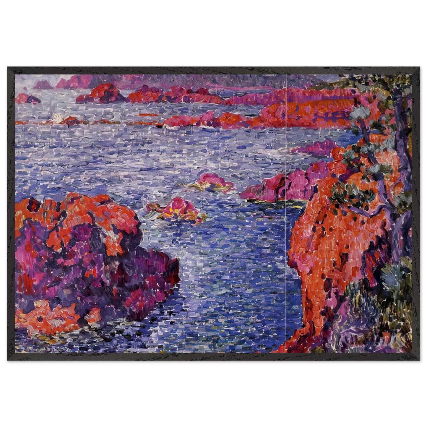ROCKS AT ANTHEOR 1906 - Theo van Rysselberghe 70x100 cm / 28x40 inches Framed Art Print – Black Wooden Frame