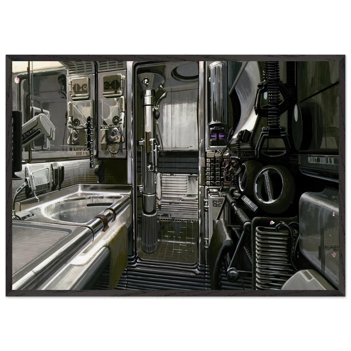 Syd Mead N16 - Syd Mead 70x100 cm / 28x40 inches Framed Art Print – Black Wooden Frame