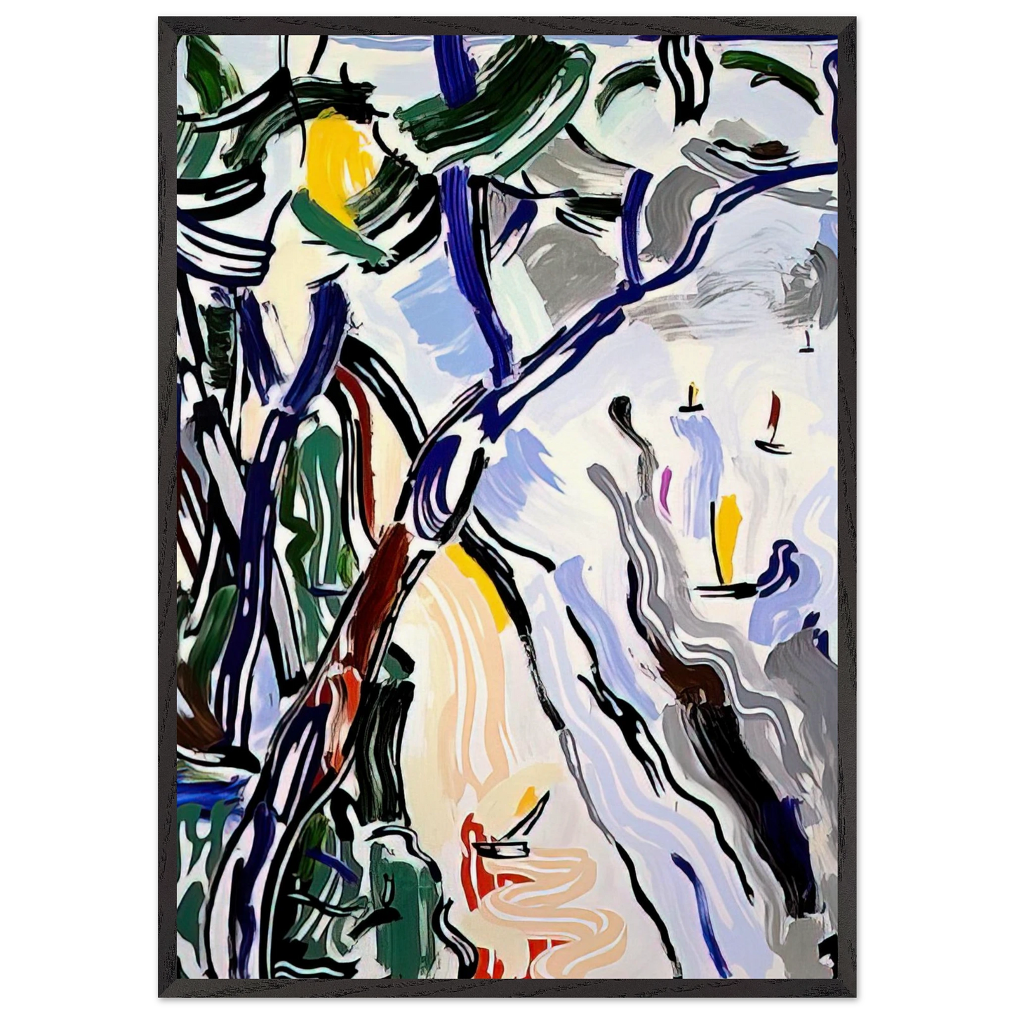 SAILBOATS 1985 - Roy Lichtenstein 70x100 cm / 28x40 inches Framed Art Print – Black Wooden Frame