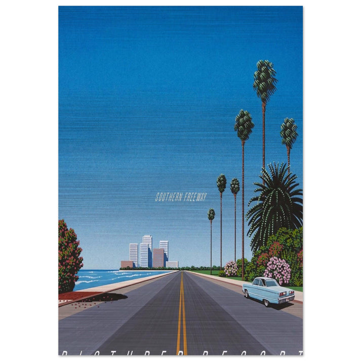 Southern Freeway Pictured Resort - Hiroshi Nagai Brushed Aluminum Print - 70x100 cm / 28x40 inches | Hiroshi Nagai Aluminum Print | Hiroshi Nagai Prints