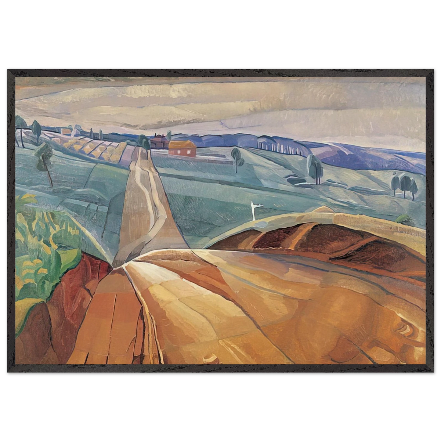 Landscape at Pentecost - 1929 - Grace Cossington Smith 70x100 cm / 28x40 inches Framed Art Print – Black Wooden Frame