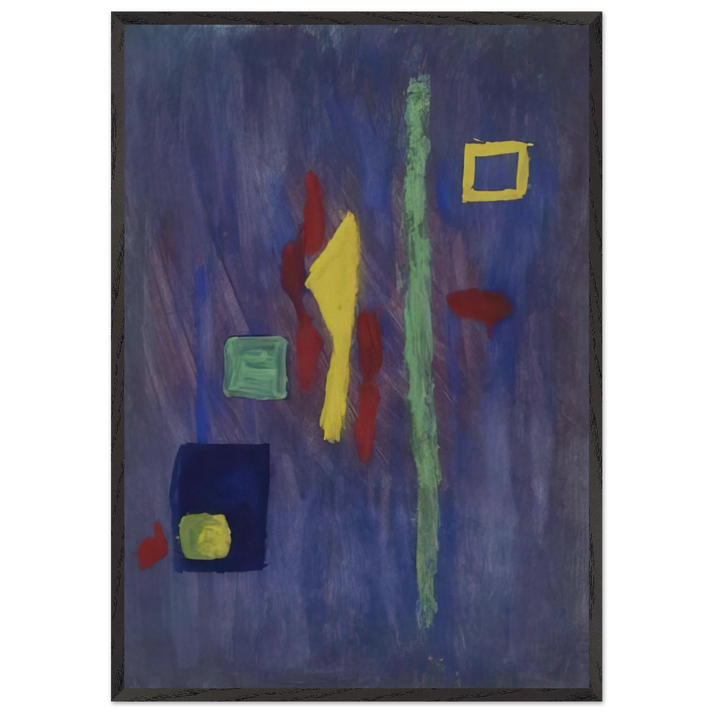 Untitled Red Yellow and Green Forms on a Purple Ground - Barnett Newman 70x100 cm / 28x40 inches Framed Art Print – Black Wooden Frame