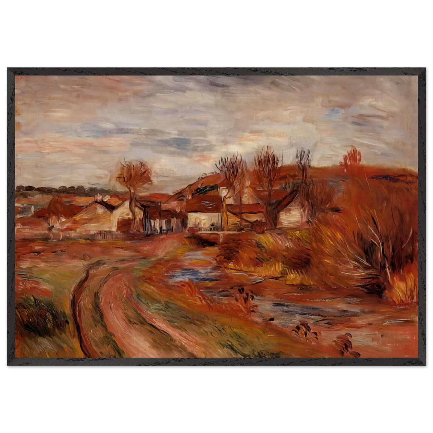 Landscape in Normandy - Pierre-Auguste Renoir 70x100 cm / 28x40 inches Framed Art Print – Black Wooden Frame
