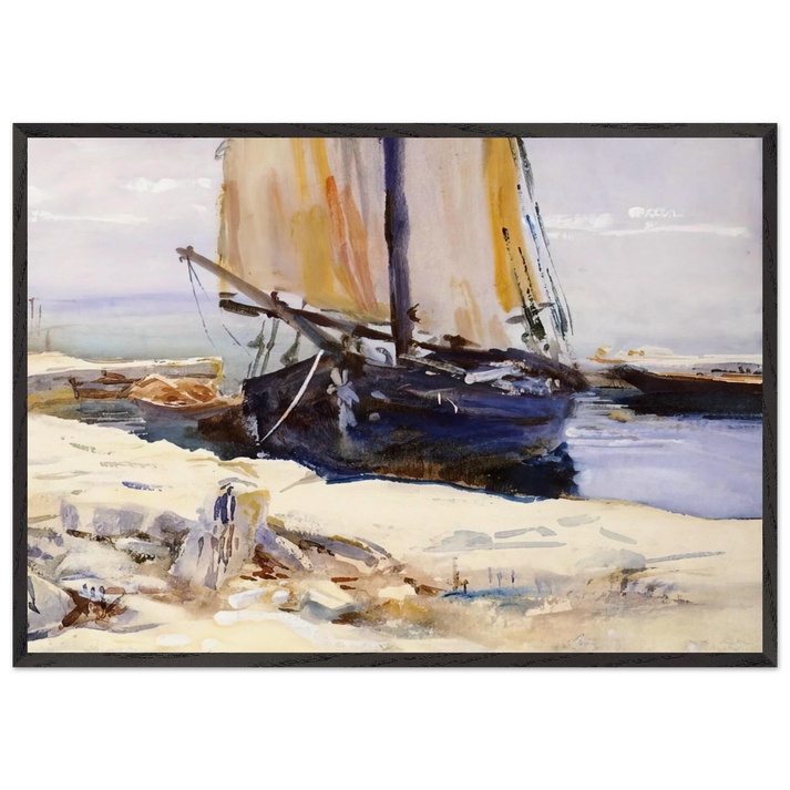 Above Lake Garda at San Vigilio - John Singer Sargent 70x100 cm / 28x40 inches Framed Art Print – Black Wooden Frame