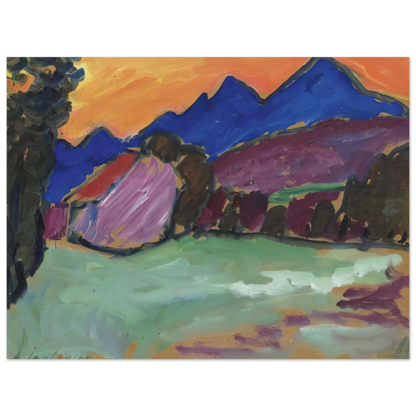 Alexej von Jawlensky - ROTER ABEND BLAUE BERGE 1910 Fine Art Poster - Default Title