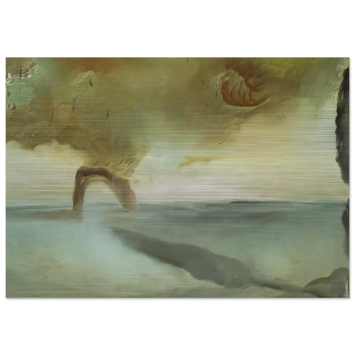 LANDSCAPE WITH ROCK IN THE SHAPE OF A TRIUMPHAL ARCH - Salvador Dali Brushed Aluminum Print - 70x100 cm / 28x40 inches | Salvador Dali Aluminum Print | Salvador Dali Prints