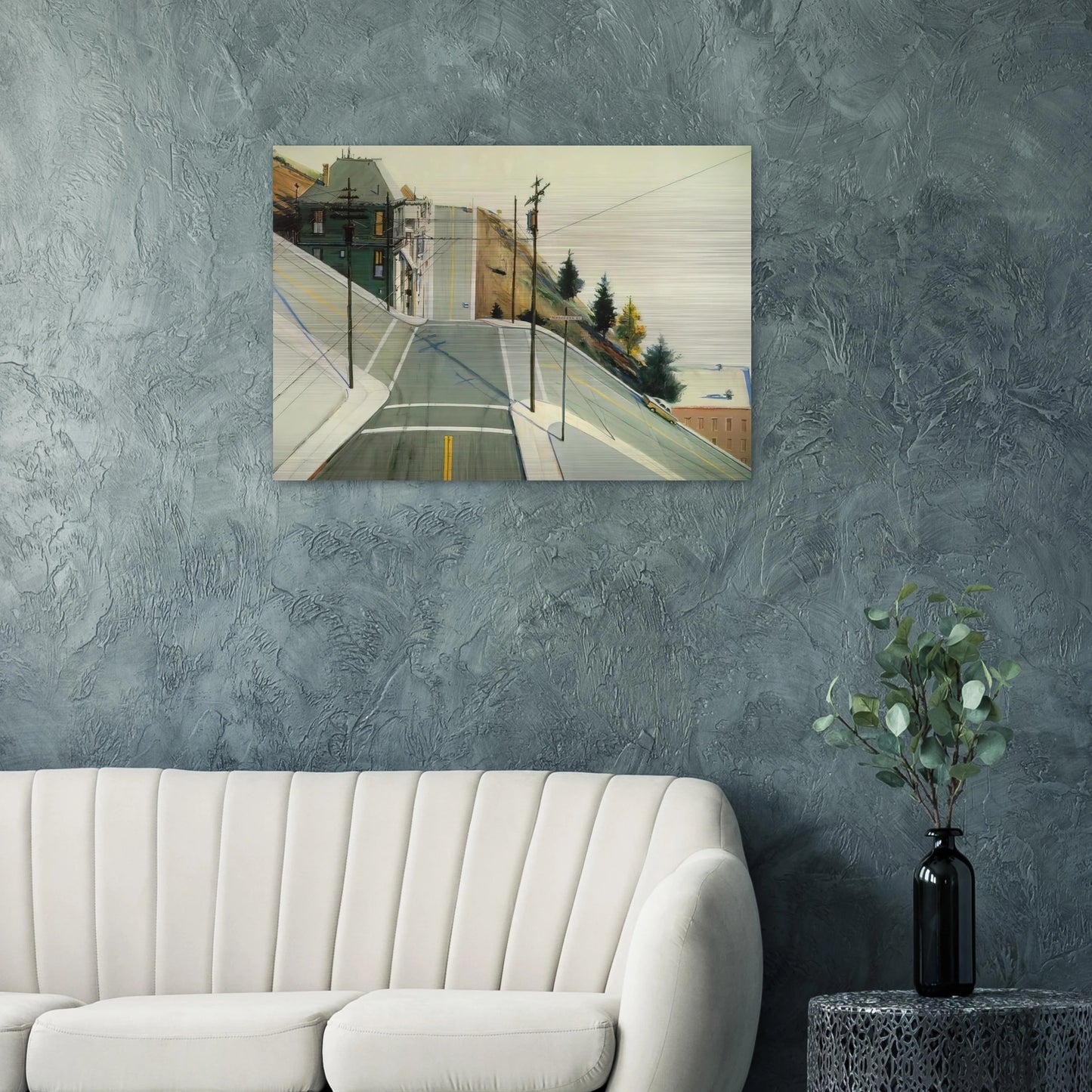 24th Street Intersection - 1977 - Wayne Thiebaud Brushed Aluminum Print - 70x100 cm / 28x40 inches | Wayne Thiebaud Aluminum Print | Wayne Thiebaud Prints