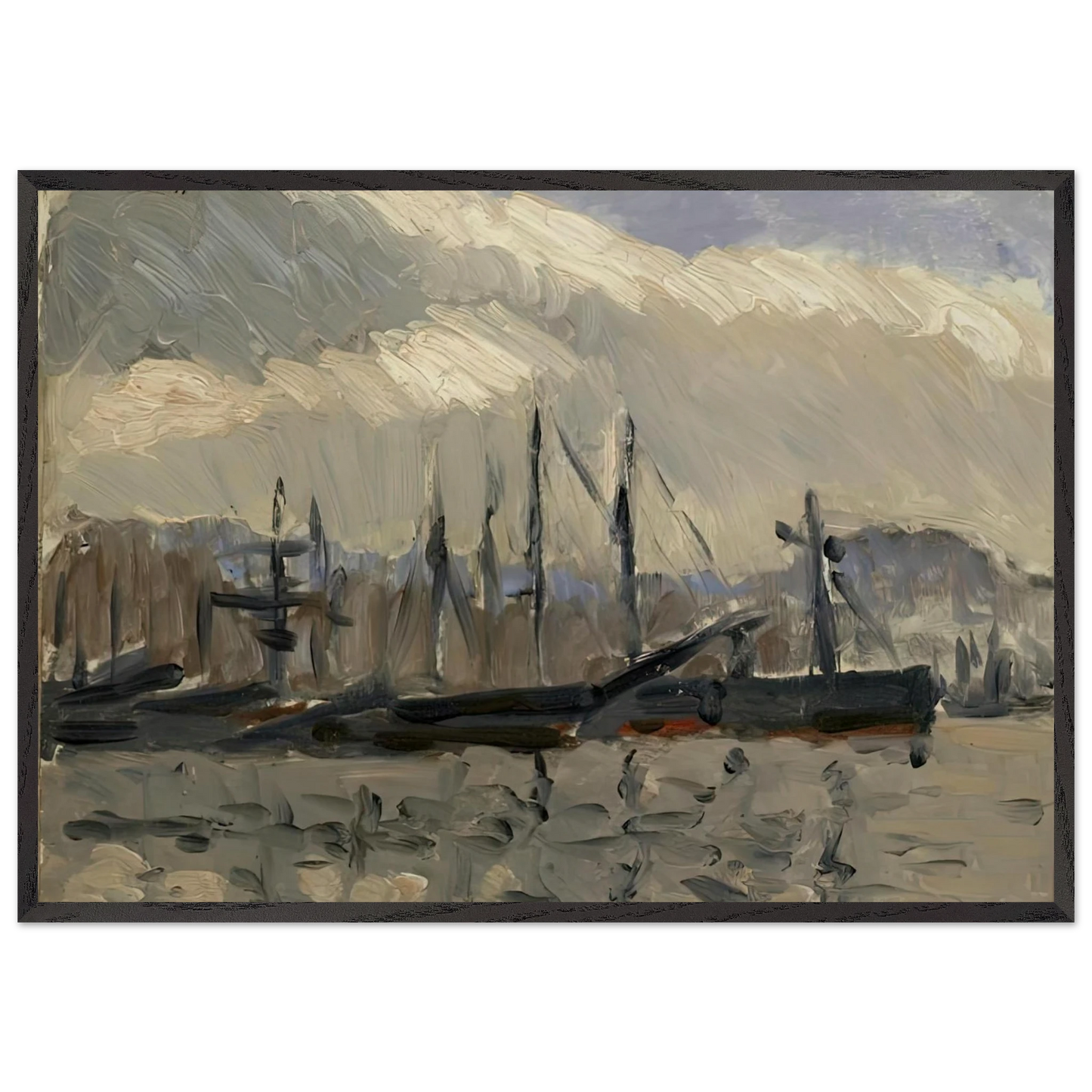 PORT DE CHERBOURG - Henri Matisse 70x100 cm / 28x40 inches Framed Art Print – Black Wooden Frame