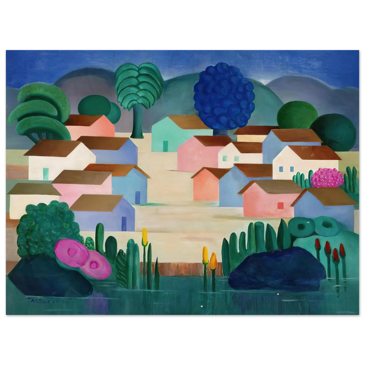 Tarsila do Amaral - Landscape with Sixteen Houses Fine Art Poster - Default Title