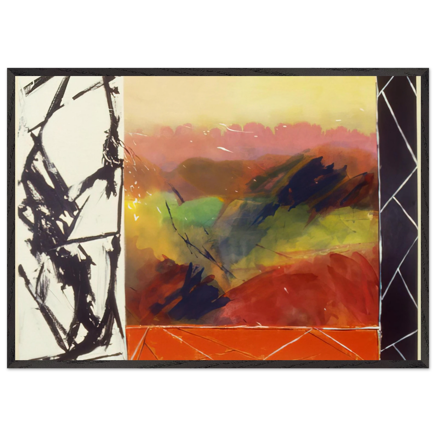 Railroad Gate - 1989 - Ronnie Landfield Framed Art Print – Black Wooden Frame - Default Title - -Framed Art Print