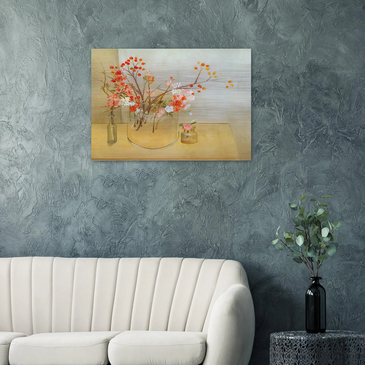 Winter Bouquet flowering quince, rosehaws, narcissus, winter rose and camellia - 1977 - Morris Graves Brushed Aluminum Print - 70x100 cm / 28x40 inches | Morris Graves Aluminum Print | Morris Graves Prints