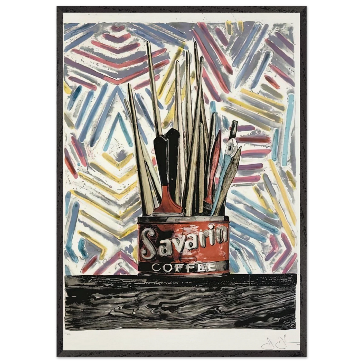 SAVARIN ULAE 183 - Jasper Johns Framed Art Print – Black Wooden Frame - Default Title - -Framed Art Print