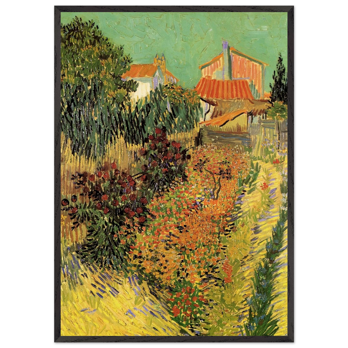 Garden Behind a House - Vincent van Gogh Framed Art Print – Black Wooden Frame - Default Title - -Framed Art Print