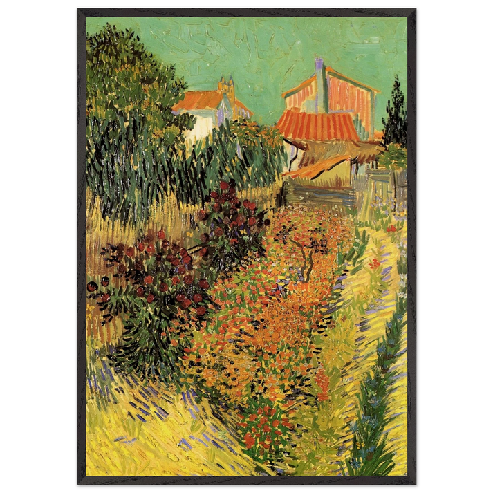Garden Behind a House - Vincent van Gogh 70x100 cm / 28x40 inches Framed Art Print – Black Wooden Frame