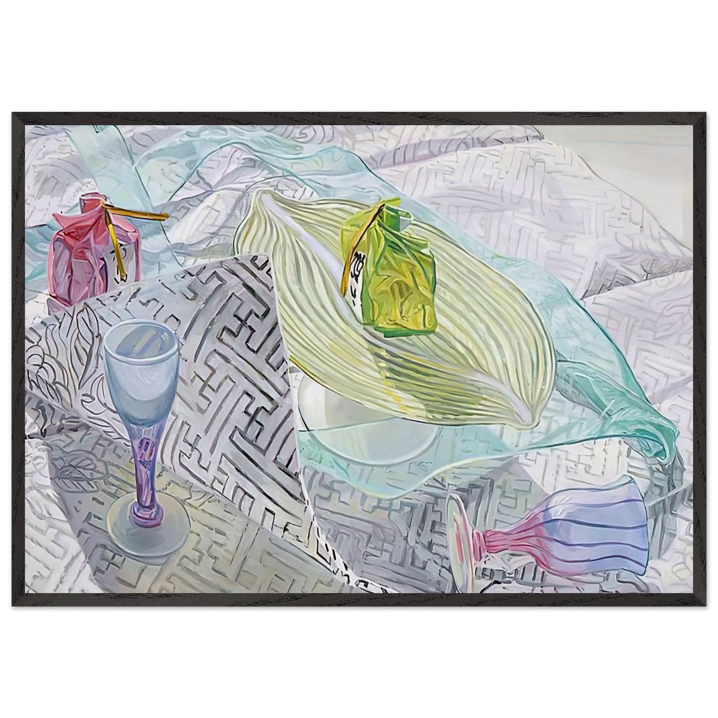 DISHES FROM JAPAN 2003 - Janet Fish 70x100 cm / 28x40 inches Framed Art Print – Black Wooden Frame