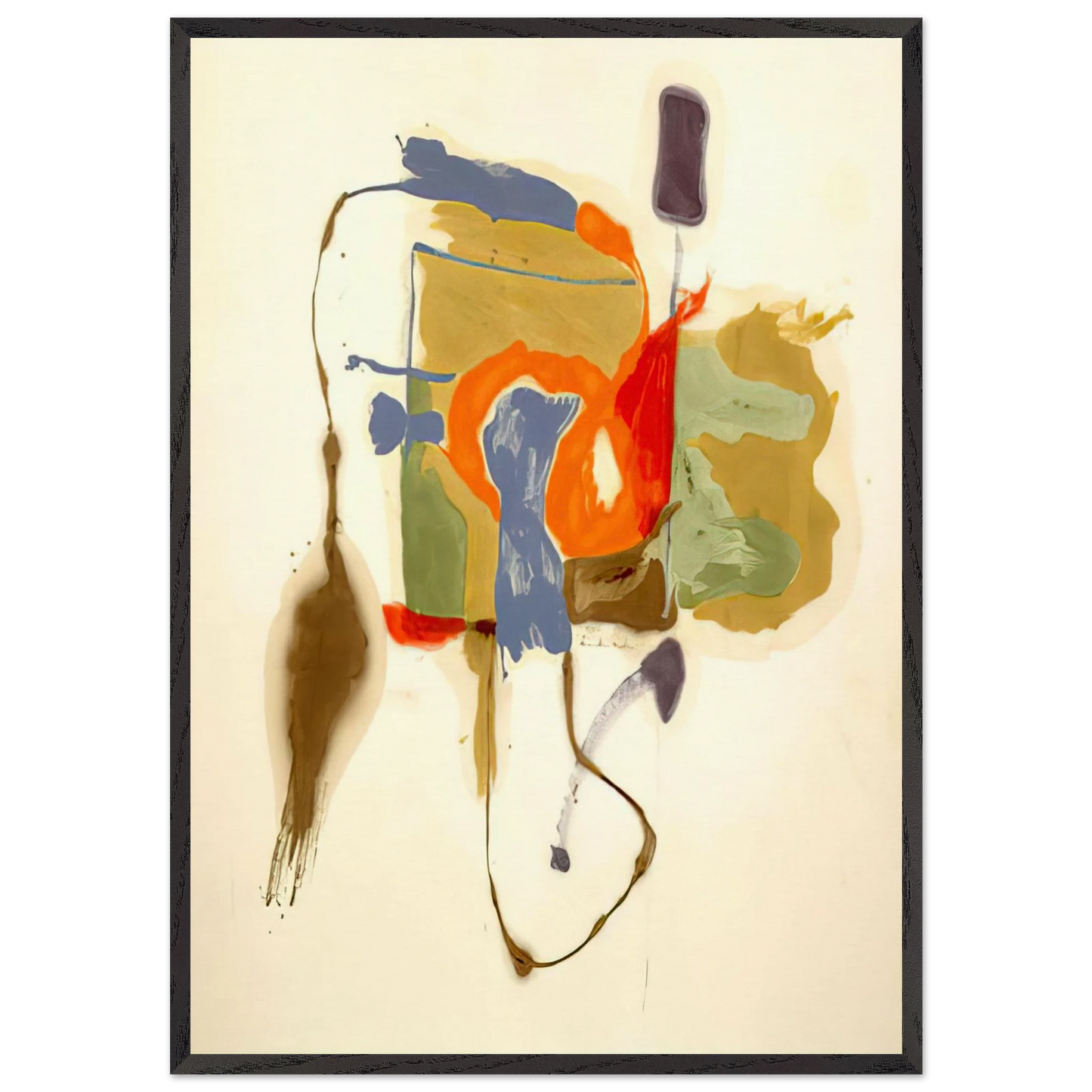 Blue Form in a Scene - 1961 - Helen Frankenthaler 70x100 cm / 28x40 inches Framed Art Print – Black Wooden Frame