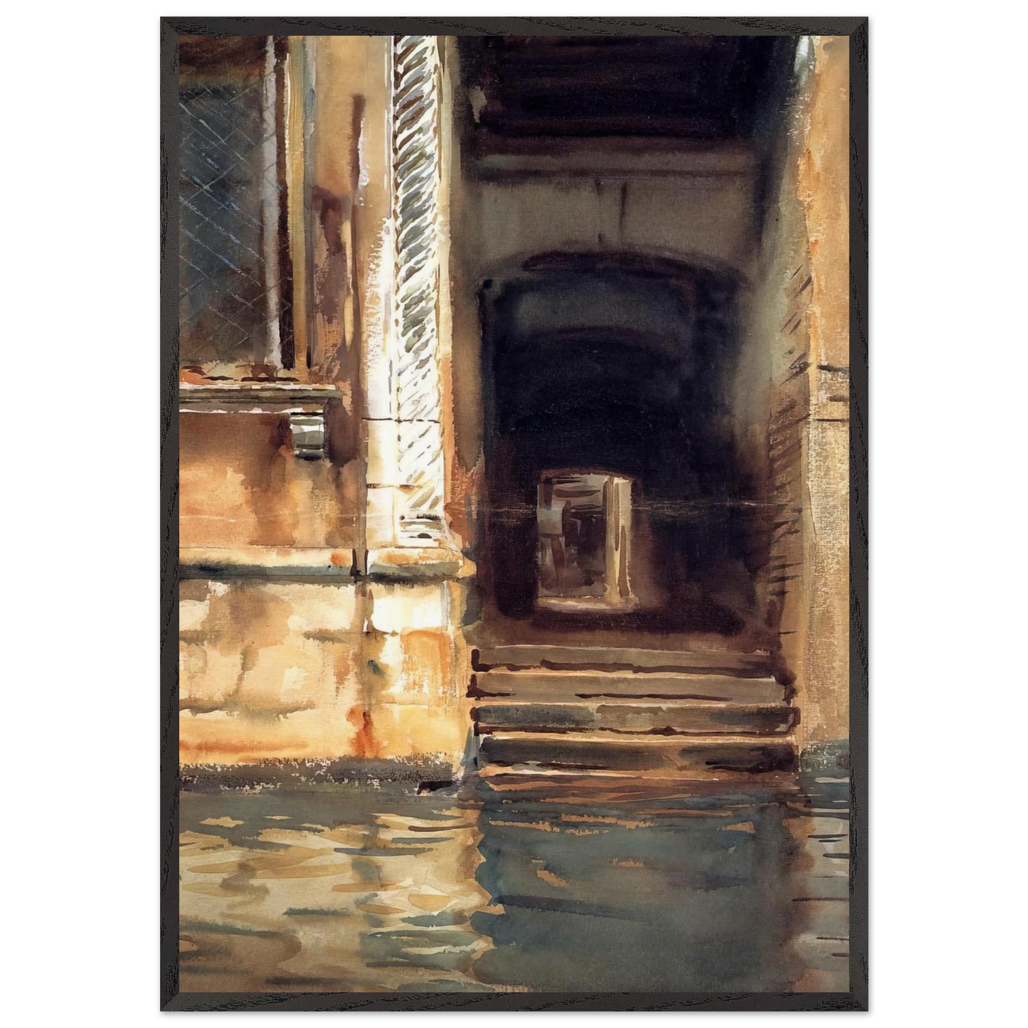 Venetian Doorway - John Singer Sargent 70x100 cm / 28x40 inches Framed Art Print – Black Wooden Frame