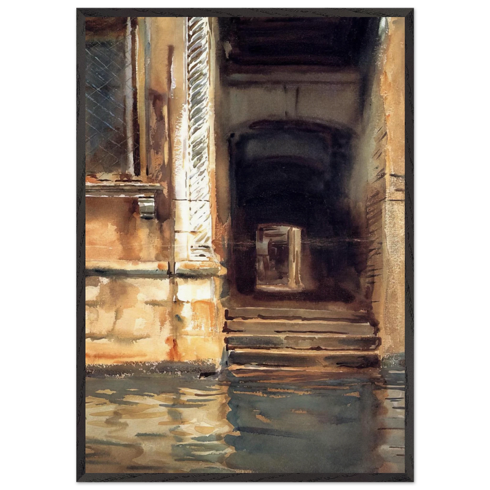 Venetian Doorway - John Singer Sargent 70x100 cm / 28x40 inches Framed Art Print – Black Wooden Frame