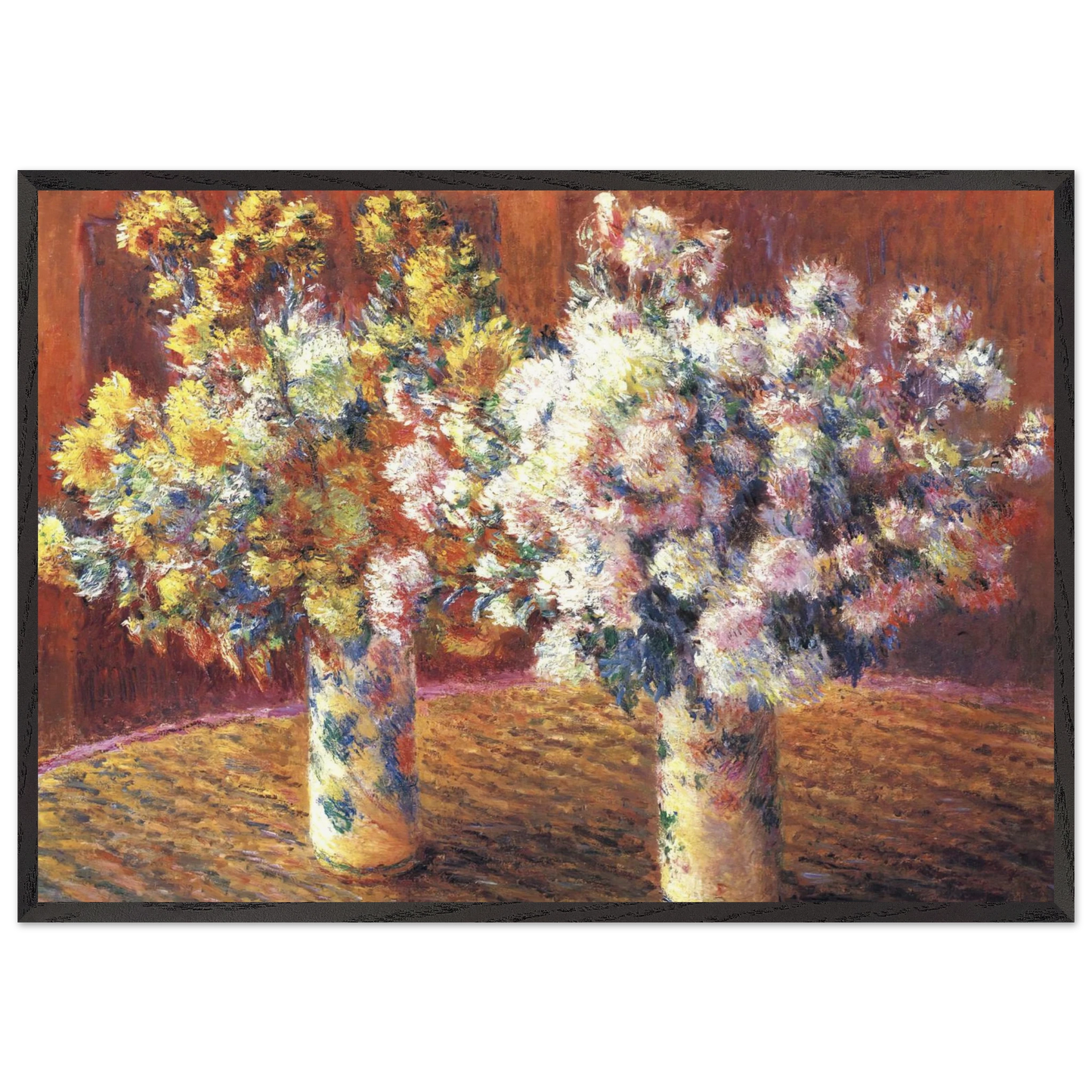 Two Vases with Chrysanthems - claude monet Framed Art Print – Black Wooden Frame - Default Title - -Framed Art Print