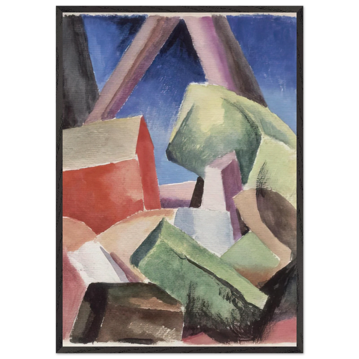 HOUSE IN CUBIST LANDSCAPE 1920 - Thomas Hart Benton 70x100 cm / 28x40 inches Framed Art Print – Black Wooden Frame