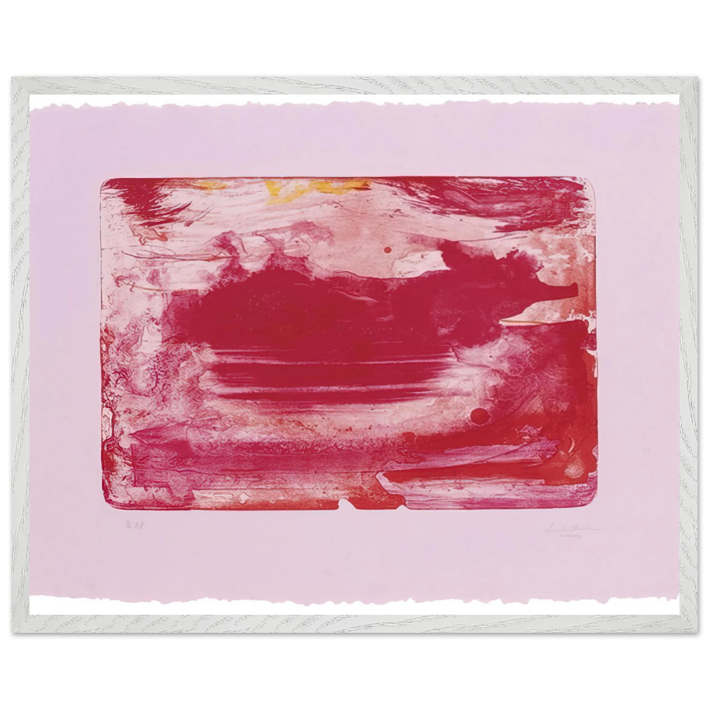 Helen Frankenthaler - The Red Sea - 1982 Wall art - 28x43 cm / XL (11x17 inches) - Premium Wooden Framed Poster With Fine Art Paper - White frame