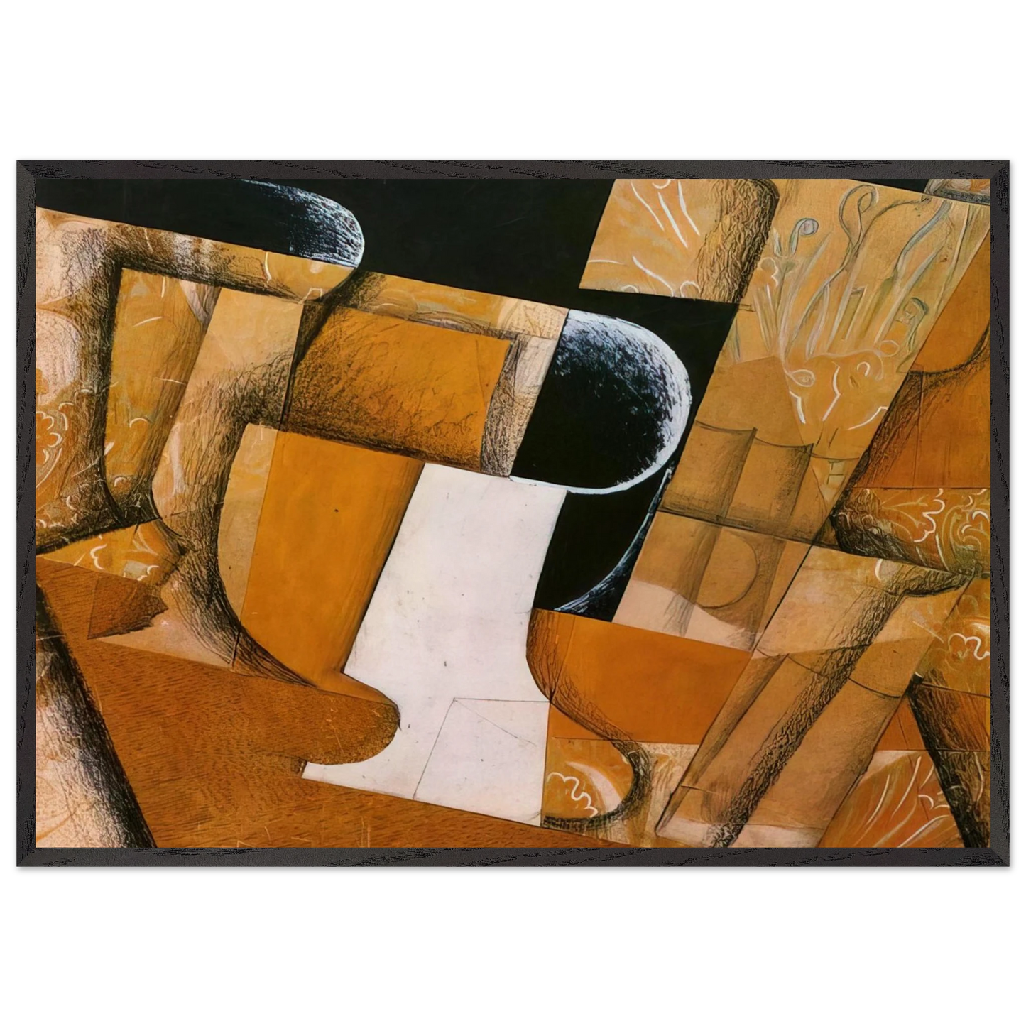THE GLASS THE FRUIT BOWL 1914 - Juan Gris 70x100 cm / 28x40 inches Framed Art Print – Black Wooden Frame