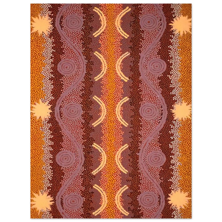 Clifford Possum Tjapaltjarri - Possum and Rock Wallaby Dreaming at Mount Allan - 1996 75x100 cm / 30x40inches Fine Art Poster