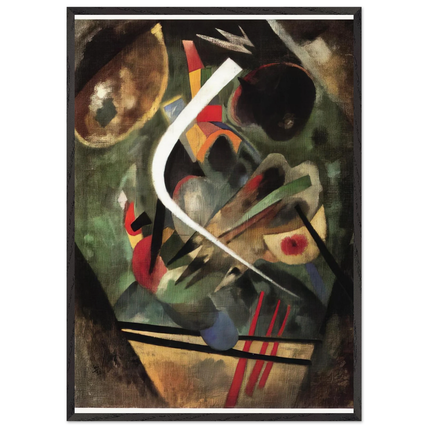 WHITE STROKE 1920 - Wassily Kandinsky 70x100 cm / 28x40 inches Framed Art Print – Black Wooden Frame