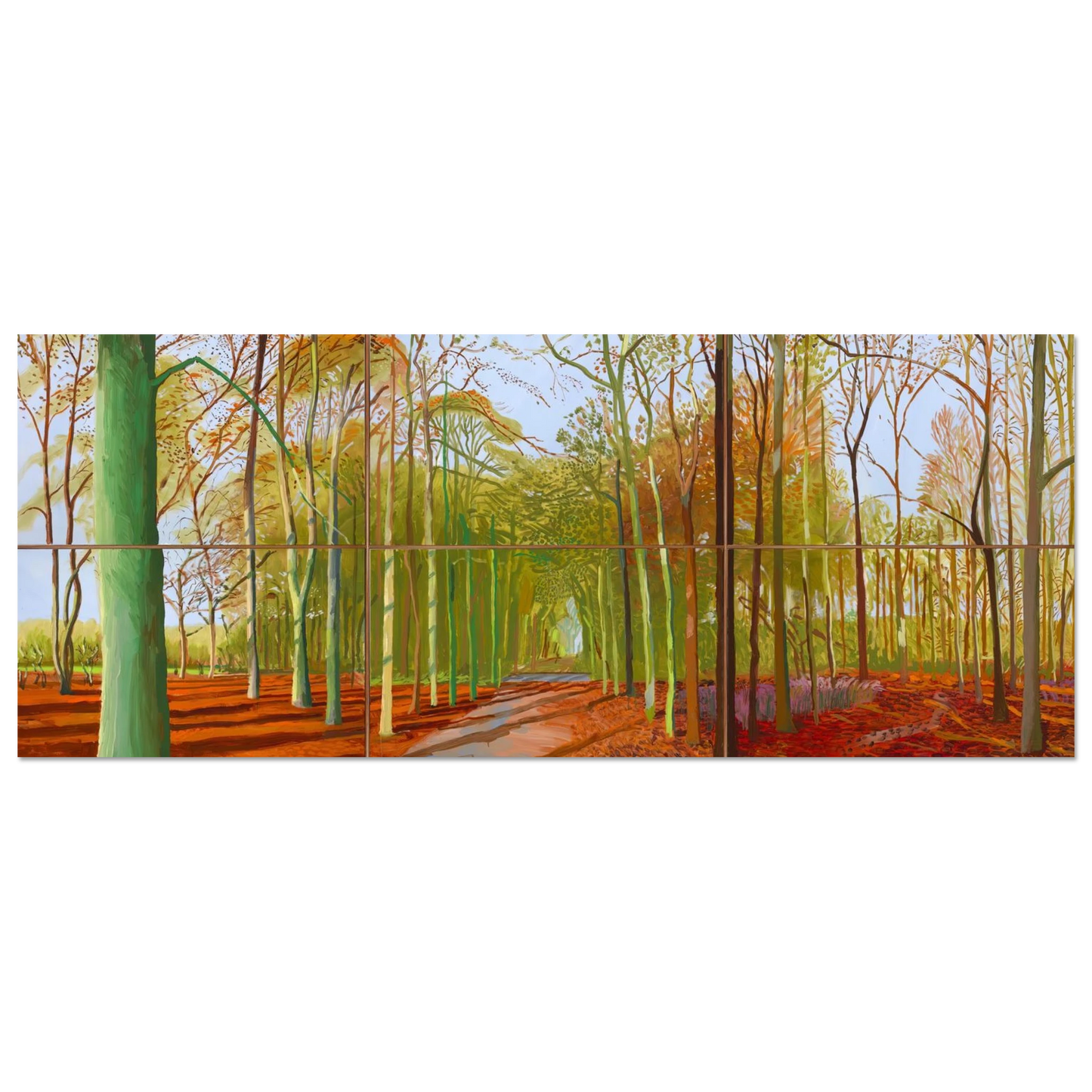 David Hockney - Woldgate Woods, 21, 23 & 29 November 2006 - 50x70 cm / 20x28 inches - Premium Wooden Framed Poster With Fine Art Paper-canvas - White frame